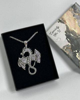 Dragon Titanium Steel Silver Pendant Necklace