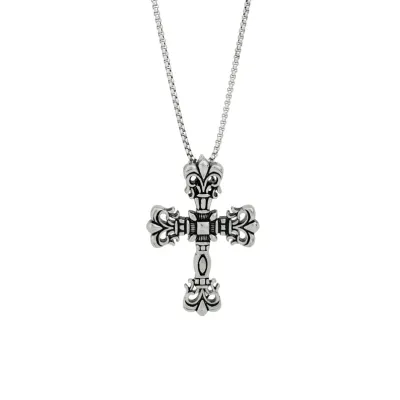 Vintage Massive Gothic Cross Silver Pendant Necklace