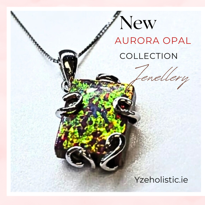Aurora Opal Cabochon Crystal 925 Sterling Silver Pendant Necklace Multicolour 