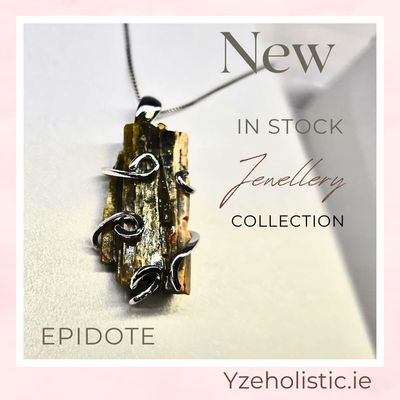 Epidot Rough Sparkly Natural Stone 925 Sterling Silver Pendant Necklace Pendant