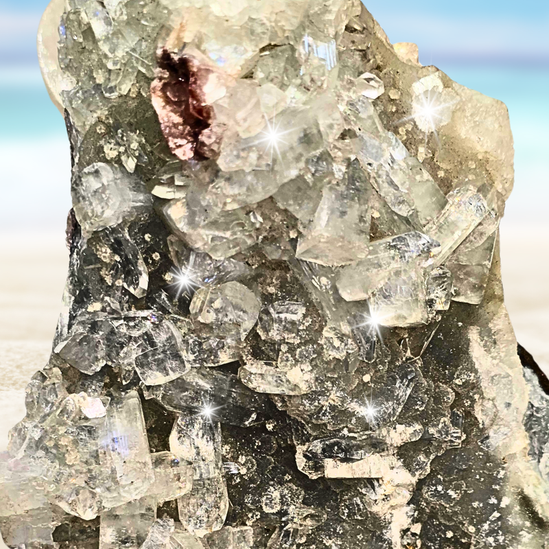 Apophyllite Cluster Crystal Geode Specimen Peach Brown White Colour Quartz 