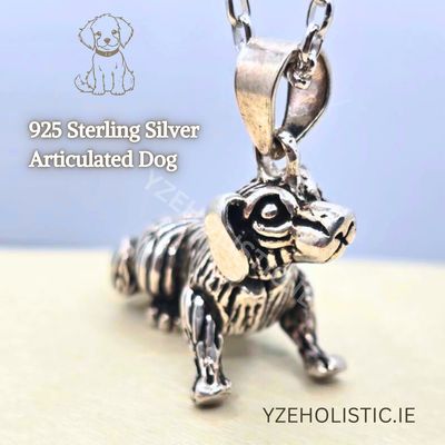 Articulated Moving Dog 925 Sterling Silver Pendant Necklace