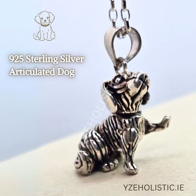 Articulated Moving Dog 925 Sterling Silver Pendant Necklace