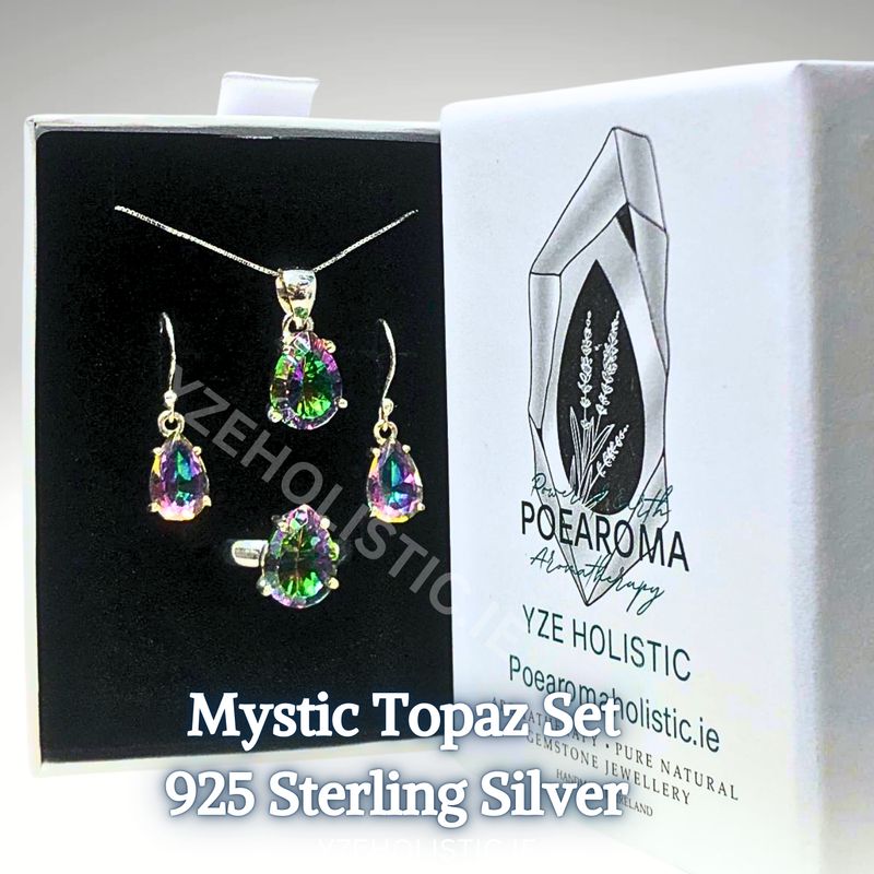 Mystic Topaz Gemstone 925 Sterling Silver Set
