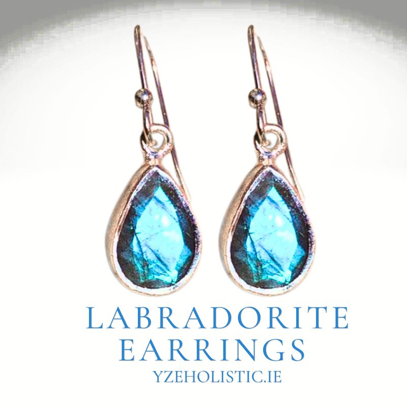 Crystal Teardrop Earrings - Amethyst Rose Quartz Labradorite 925 Sterling Silver Gold Plated