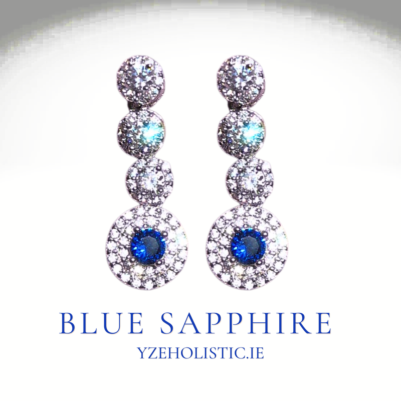 Blue Sapphire Crystal 925 Sterling Silver Earrings