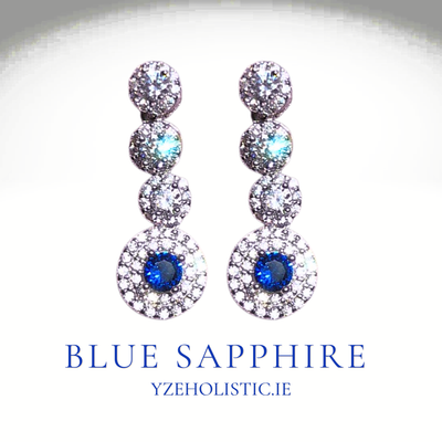 Blue Sapphire Crystal 925 Sterling Silver Earrings