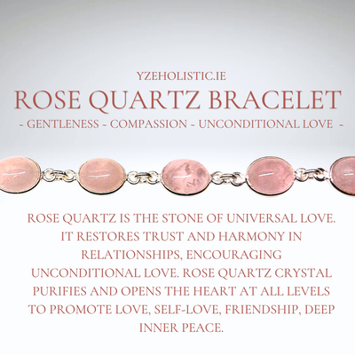 Rose Quartz Natural Crystal 925 Sterling Silver Bracelet