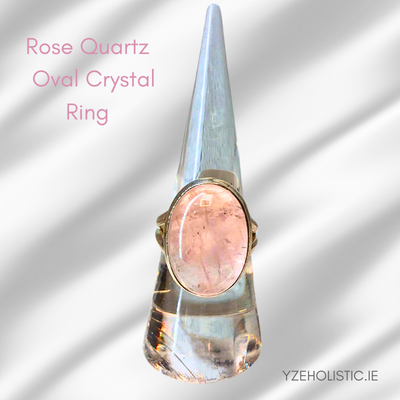 Rose Quartz Crystal Ring 925 Sterling Silver