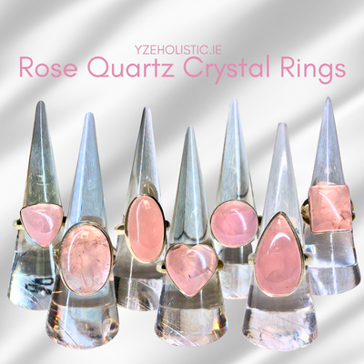 Rose Quartz Crystal 925 Sterling Silver Rings