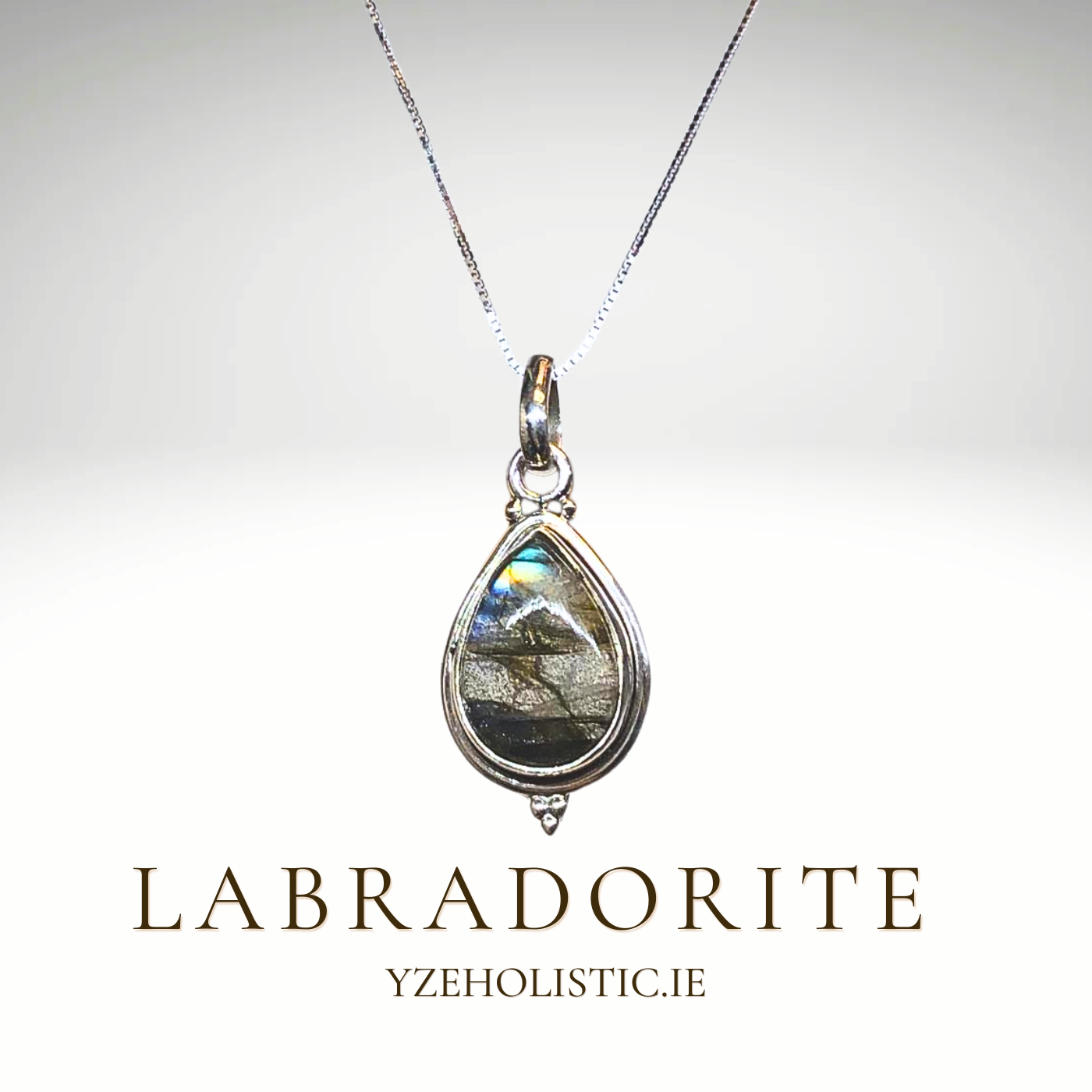 Labradorite Natural Stone Necklace 925 Sterling Silver