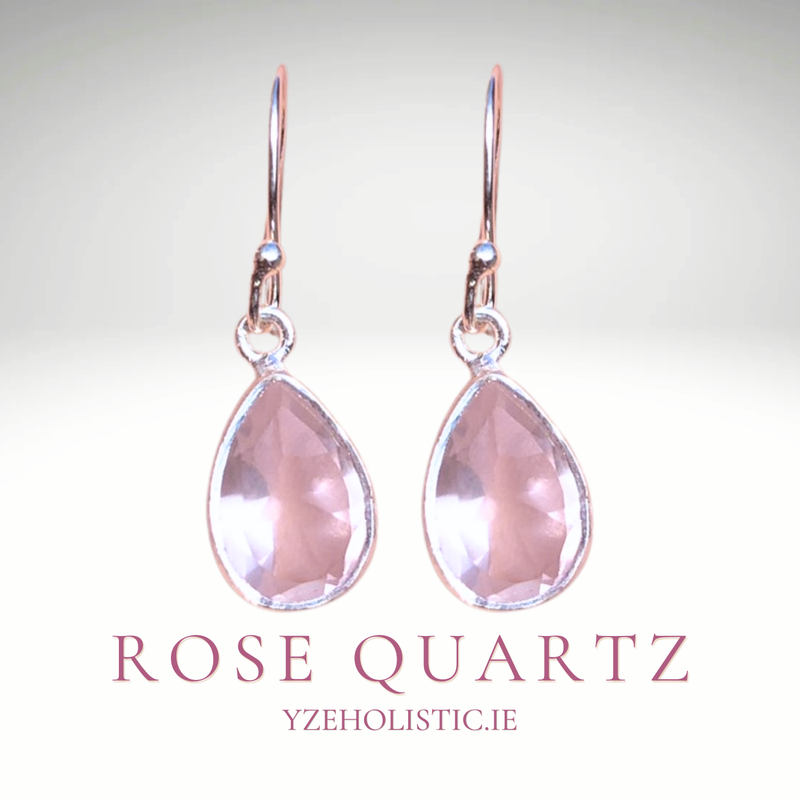 Rose Quartz Crystal 925 Sterling Silver Earrings