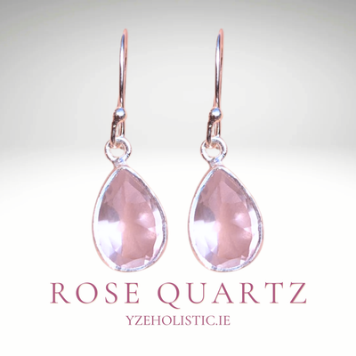 Rose Quartz Crystal 925 Sterling Silver Earrings