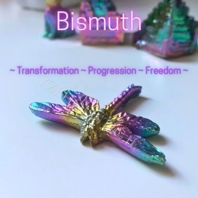 Dragonfly Bismuth Crystal Carving Rainbow Multicolour 