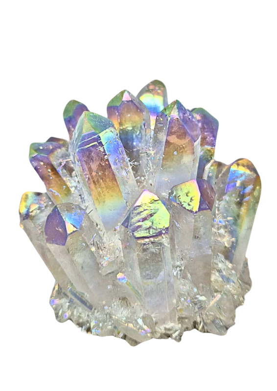 Angel Aura White Druzy Crystal Cluster Phantom Quartz Flower 