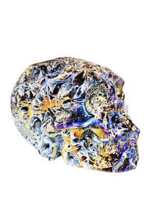 Skull Head Aura Sphalerite Skull Druzy Crystal Figurine Carving 