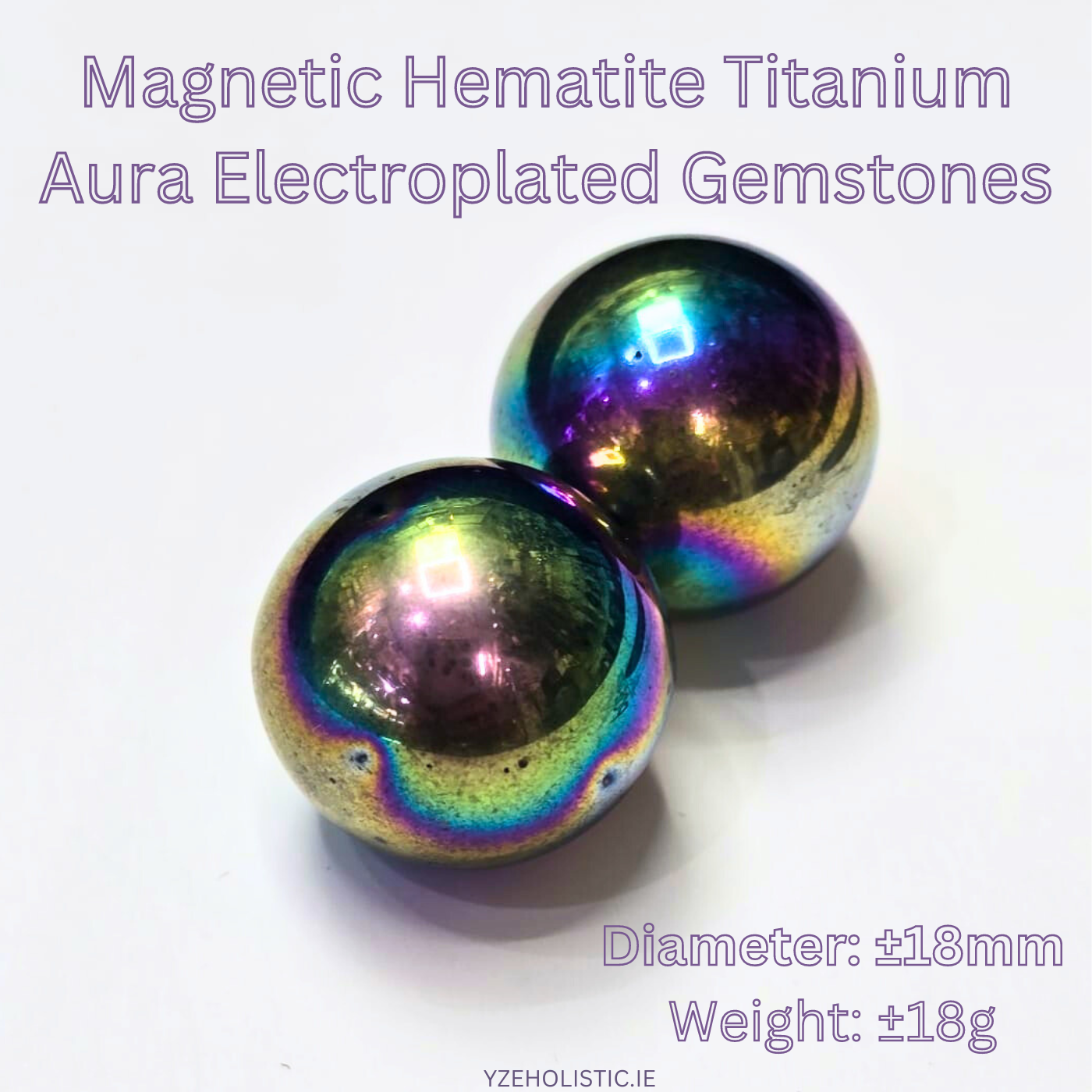 Magnetic Hematite Titanium Aura Sphere Electroplated Gemstones ×2 pcs