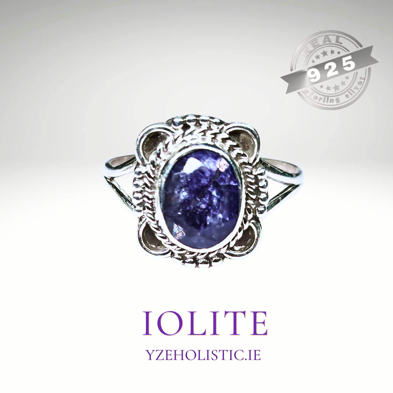 Iolite Natural Stone Ring 925 Sterling Silver Vintage