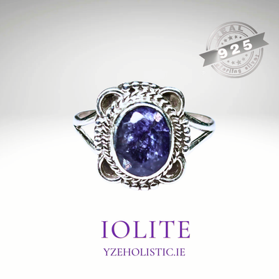 Iolite Natural Stone Ring 925 Sterling Silver Vintage