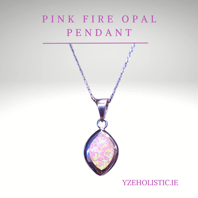 Pink Fire Opal Crystal Oval Drop Shape Neckless 925 Sterling Silver