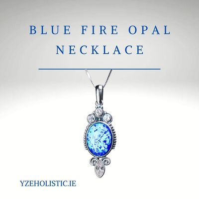 Blue Fire Opal and Herkimer Diamond Crystal Oval Drop Shape Neckless 925 Sterling Silver