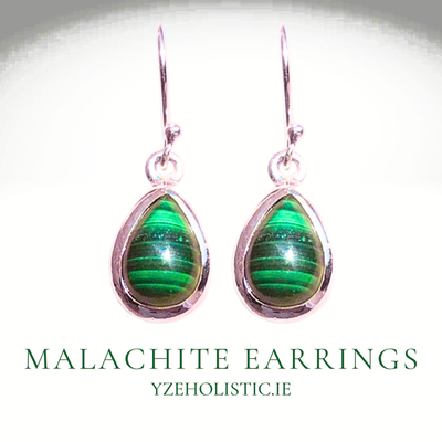 Malachite Earrings &quot;Euphoria&quot; Genuine Stone Crystal Collection 