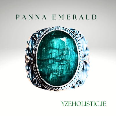 PANNA EMERALD GENUINE STONE RING 925 STERLING SILVER 