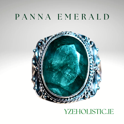 PANNA EMERALD GENUINE STONE RING 925 STERLING SILVER 