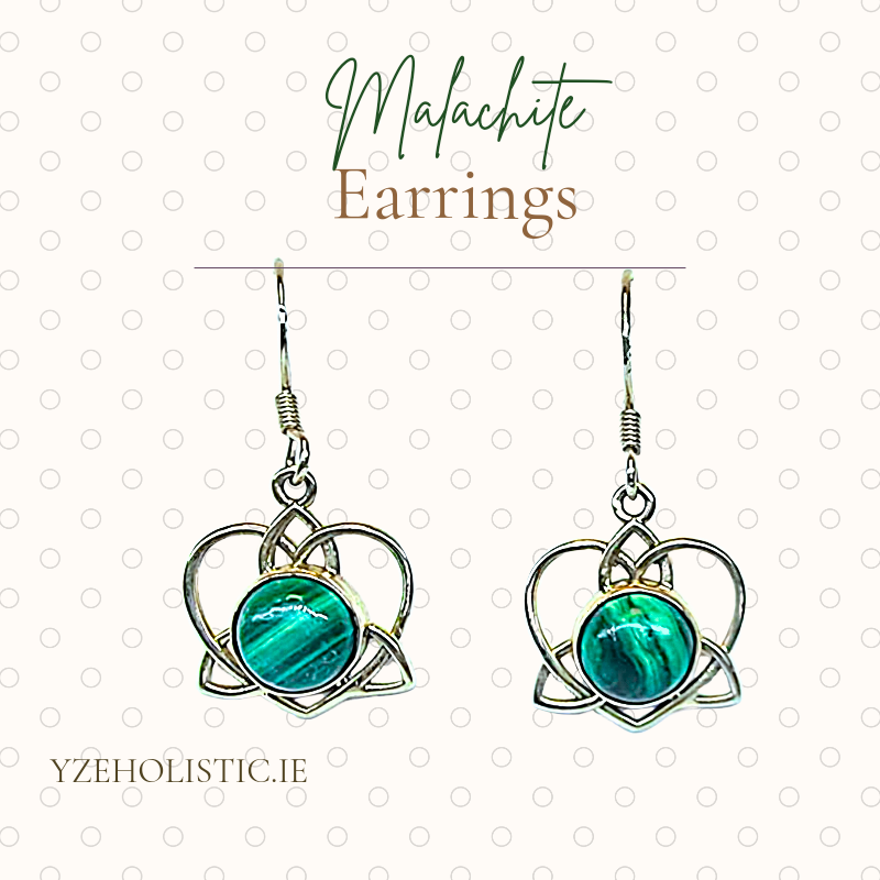 Malachite Earrings &quot;Euphoria&quot; Genuine Stone Crystal Collection 