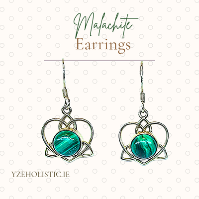 Malachite Earrings &quot;Euphoria&quot; Genuine Stone Crystal Collection 