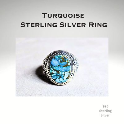 African Turquoise 925 Sterling Silver Ring