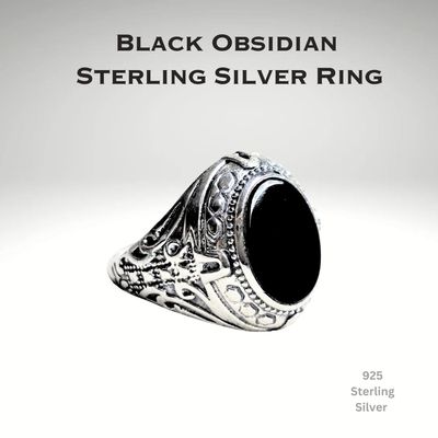Black Obsidian 925 Sterling Silver Ring