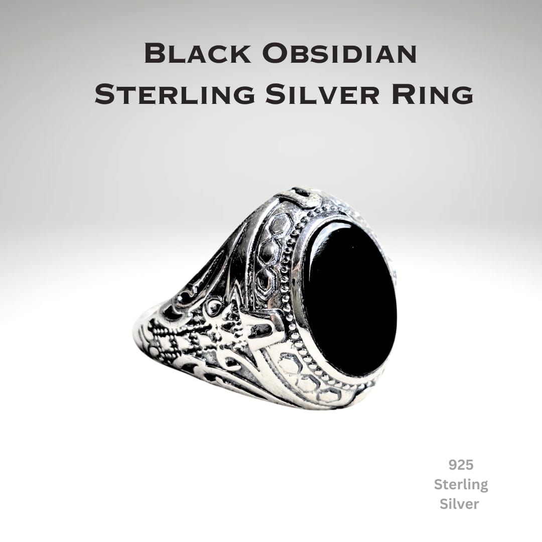 Black Obsidian 925 Sterling Silver Ring
