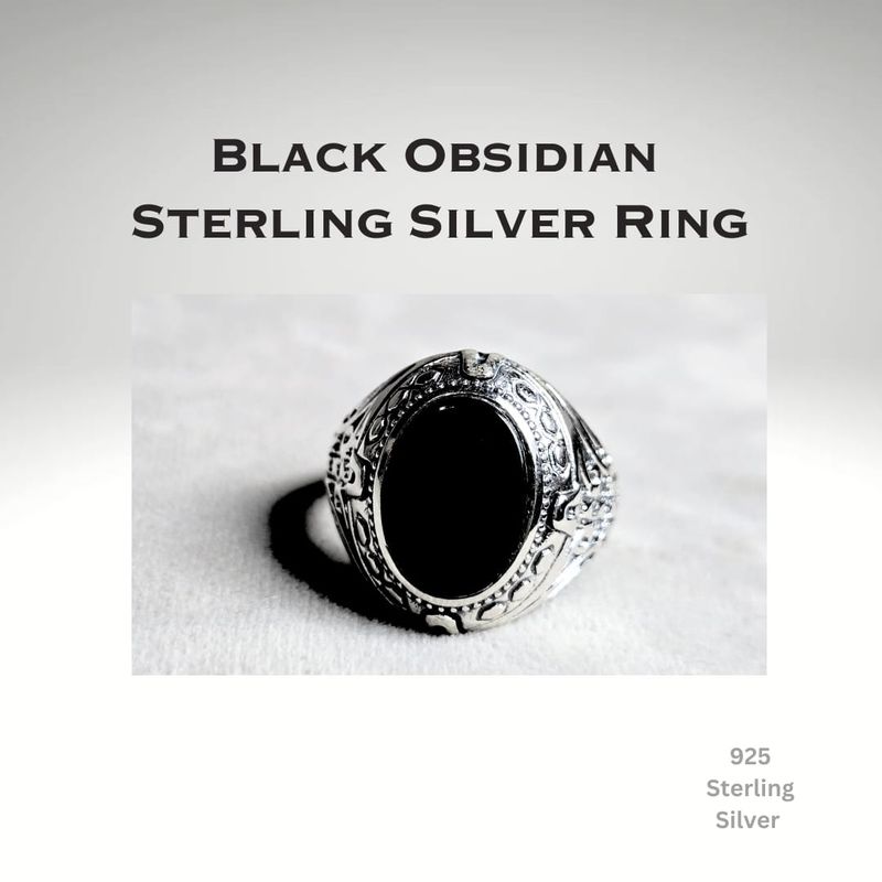 Black Obsidian 925 Sterling Silver Ring