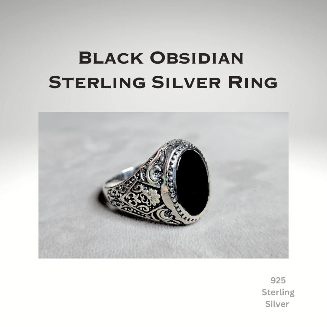 Black Obsidian 925 Sterling Silver Ring