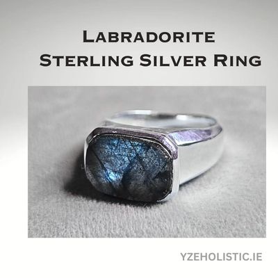 Labradorite Crystal Ring 925 Sterling Silver 