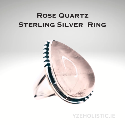Rose Quartz Ring Crystal 925 Sterling Silver