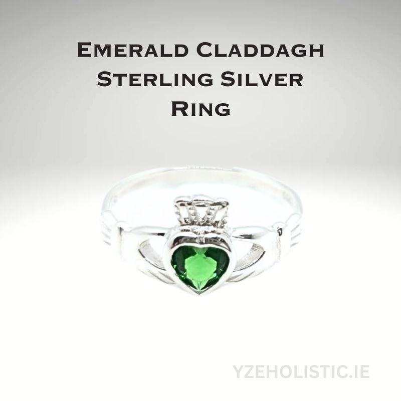 Claddagh Emerald 925 Sterling Silver Ring