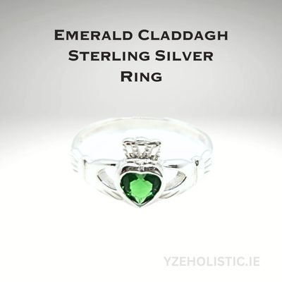 Claddagh Emerald 925 Sterling Silver Ring