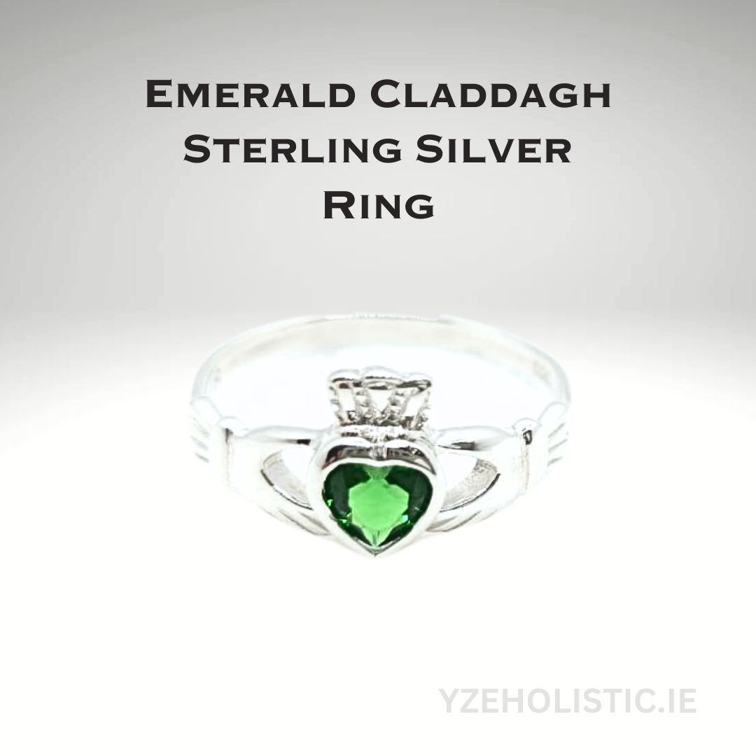 Claddagh Emerald 925 Sterling Silver Ring
