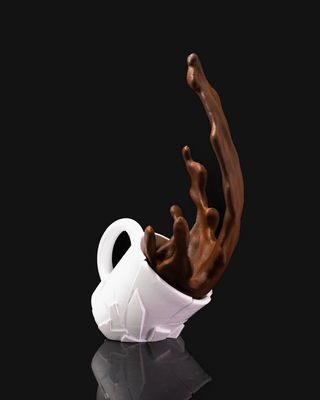 Spilled Coffee Mug Cup 3D Funky Sculpture Figurine Holder Cafe Decor