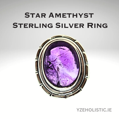 Star Amethyst Crystal 925 Sterling Silver Ring Medium
