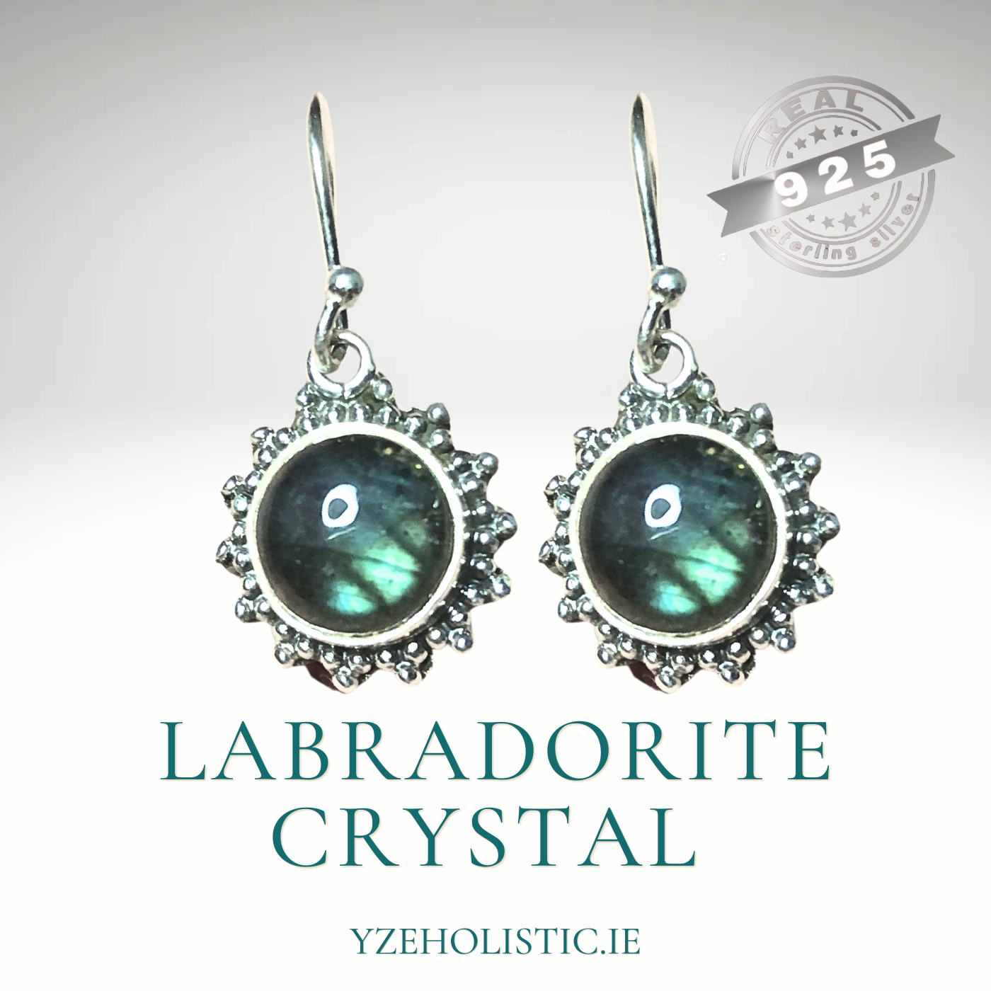 Labradorite Crystal 925 Sterling Silver Earrings 
