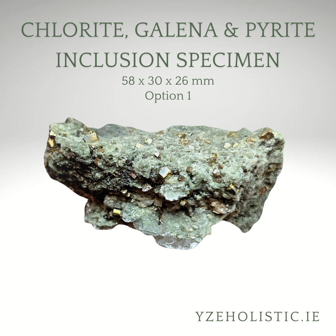 Chlorite, Galena &amp; Pyrite Inclusion Specimen, Size: 1. 58x30x26 mm
