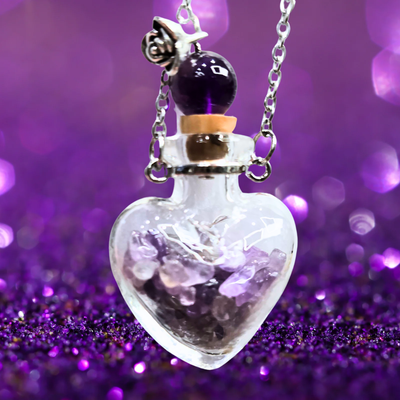 Amethyst crystal essential oil perfume bottle Necklace Pendant