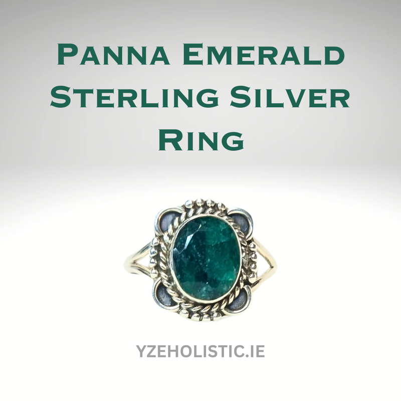 PANNA EMERALD GENUINE STONE RING 925 STERLING SILVER 
