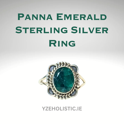 PANNA EMERALD GENUINE STONE RING 925 STERLING SILVER 