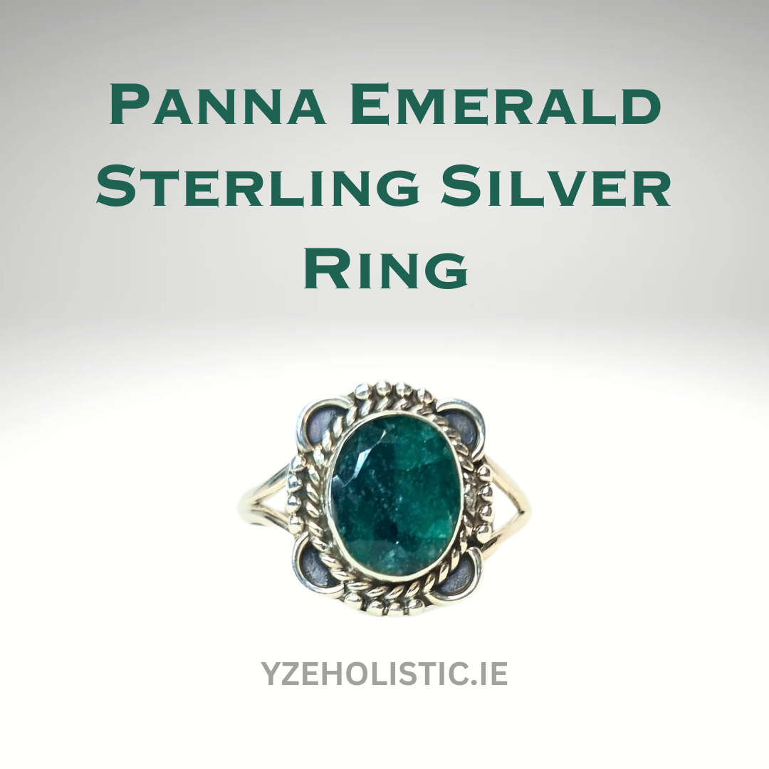 PANNA EMERALD GENUINE STONE RING 925 STERLING SILVER 