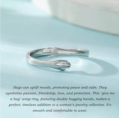 Hug Ring Stainless SteelI Love You Forever Love You Mother Gift Sister Gifts Engraved Words Hugging Hands Open Ring Friendship Jewellery Gift