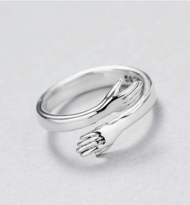 Hug Ring 925 Sterling Silver Hugging Hands Open Ring Friendship Jewellery Gift